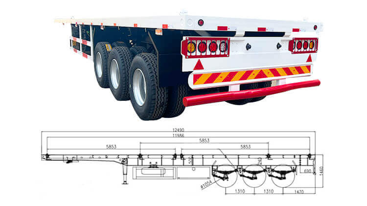 60 Ton 3 Axle Flatbed Trailer for Sale in Mauritius